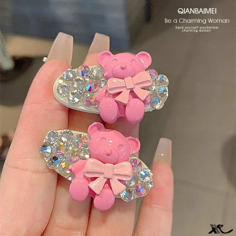 Шпильки с медвежонком! Изящный искусственный зажим высоким краем нишевой дизайн