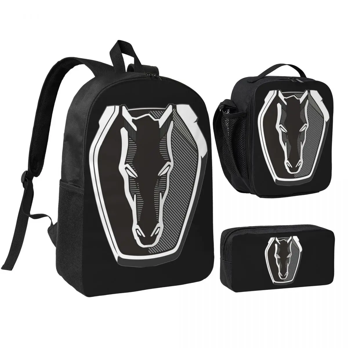 Фото Рюкзак Dark Horse Mustang Badge 2024 для мальчиков и девочек, школьная сумка, сумка для ноутбука, набор из 3 предметов: термосумка для обедов, пенал №1