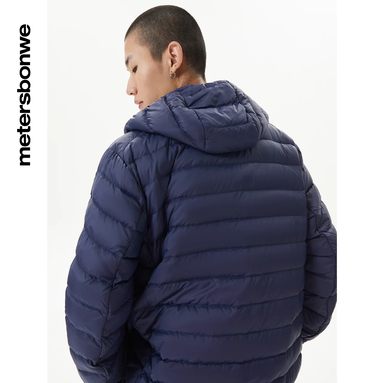 Metersbonwe Men's Solid Color Warm Down Jacket  With Hooded 90%Duck Down Ultra Light Thin Warm Wear Slim Short Winter Down Coat