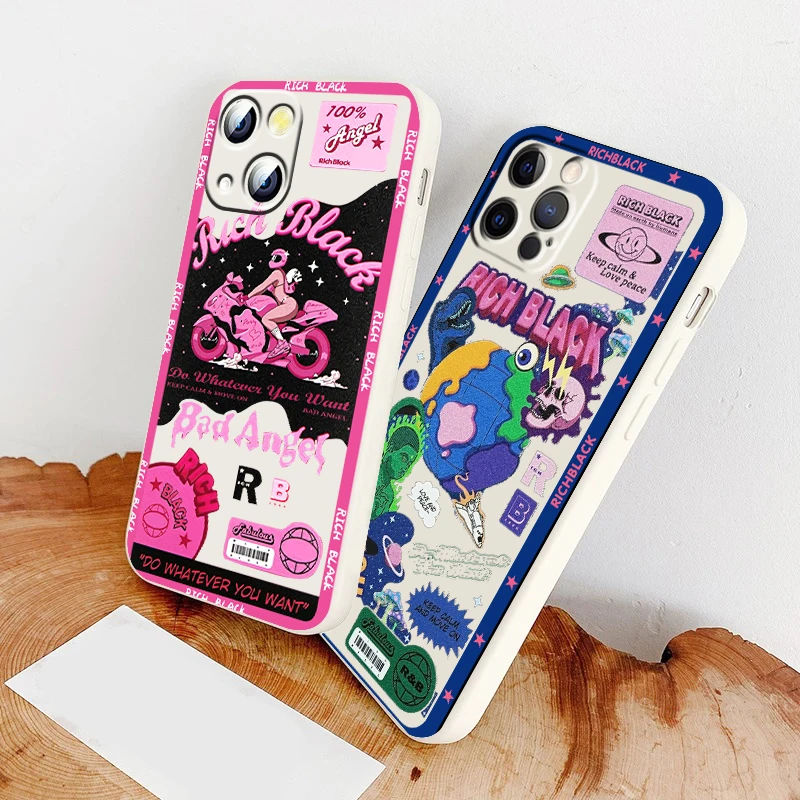 

Luxury Girl Art Cool Poster Phone Case For Apple iPhone 14 13 12 Mini 11 XS Pro Max X XR 8 7 SE 2020 Armour Liquid Rope Cover