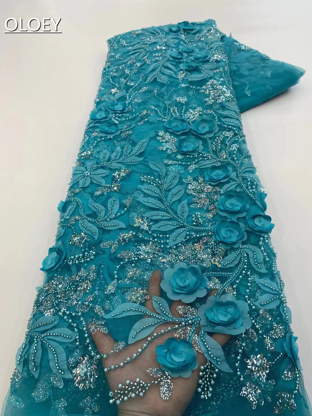 

High Quality Elegant French Mesh Embroidery Tulle 3D Flower Fabric African Nigerian Lace Fabric For Wedding Party Dress XZX9759