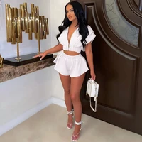 2022 new two piece set short sleeve crop hooded biker shorts sweatsuits women vacation outfits night club matching sets
