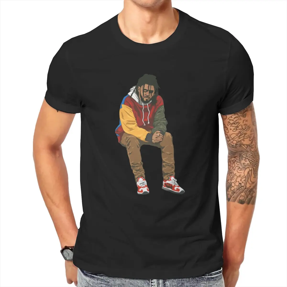 

Мужская хлопковая футболка J Cole - 4 Your Eyez Only, модная мужская футболка с принтом страха, красивые маленькие футболки, топы с коротким рукавом 4XL,...