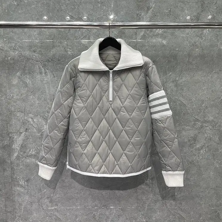 Jacket Loose Patchwork Winter 2021 New Pullover Striped Turn Downe Collar Thick Winter Casual Coat Cotton Clothes Men