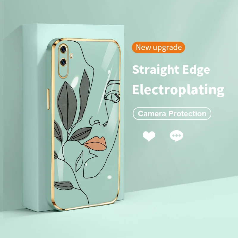 

Women and Flowers Electroplating Phone Case for Realme C3 C3i C11 2020 2021 C12 C15 C17 C20 C25 C25S 7i Narzo 20 30A Ultra