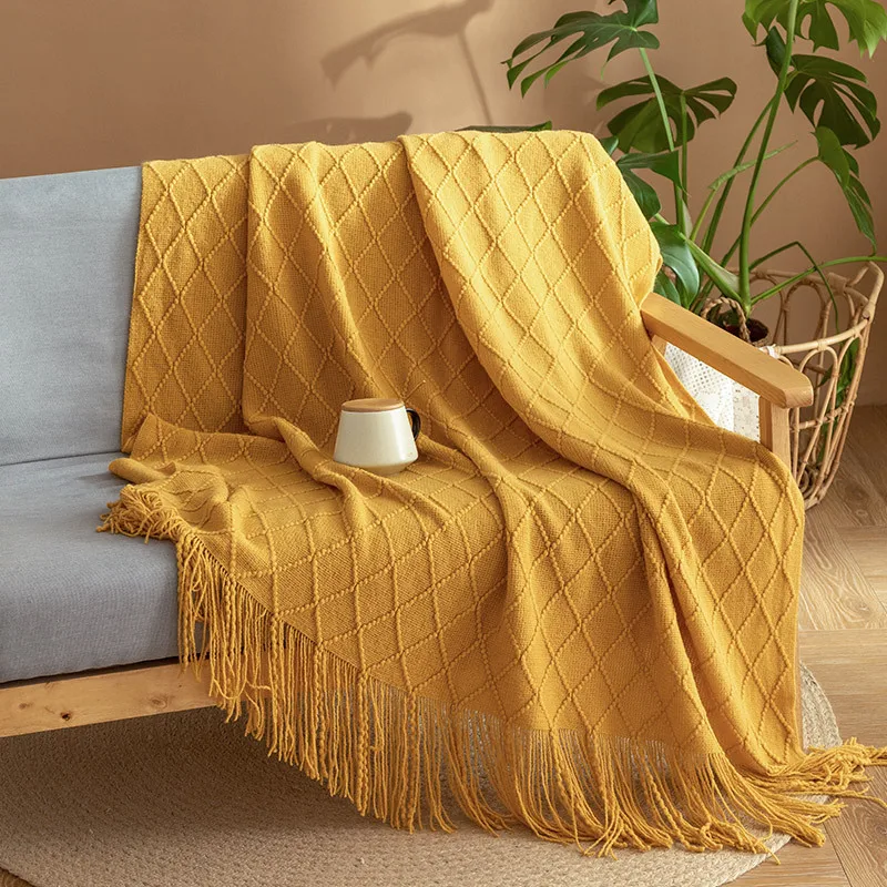 

Plaid Blanket Decorative Soft Blankets for Bed Sofa Portable Fleece Knitted Scarf Shawl Winter Warm Home Office Throw Blankets
