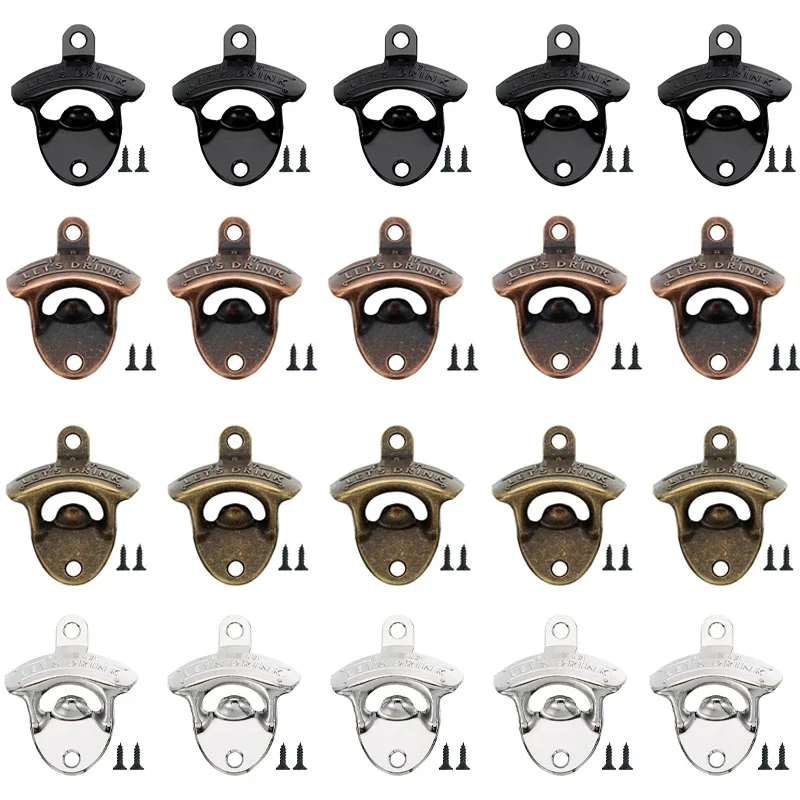 

20 Pack Bottle Opener Wall Mounted Vintage Retro Let's Drink Alloy Beer OpenersTools Four Colors Combinations Bar Accessories