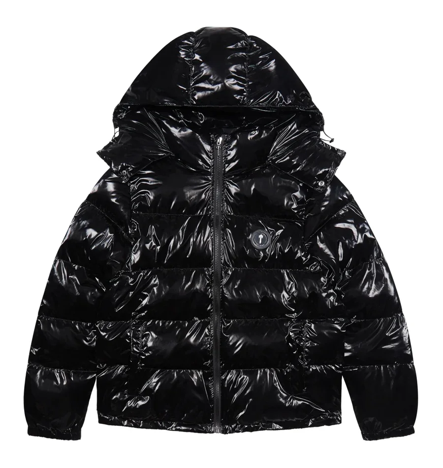 

22FW TOP Trapstar Coats Men Women Embroidery Logo Shiny Black Irongate Jacket Detachable Hood High Quality Winter Jacket