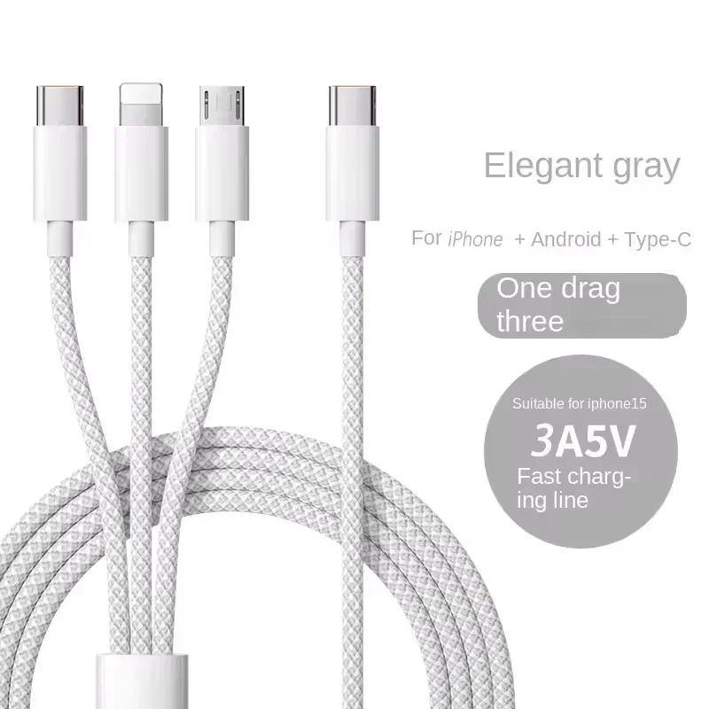 Кабель USB C — Type C, 100 Вт, кабель для зарядного устройства, кабели 3 в 1, для iPhone 15 Huawei Samsung, провод 5A, кабель для быстрой зарядки, кабель для передачи данных типа C (art.: 3920cdffac697) - 3920cdffac697