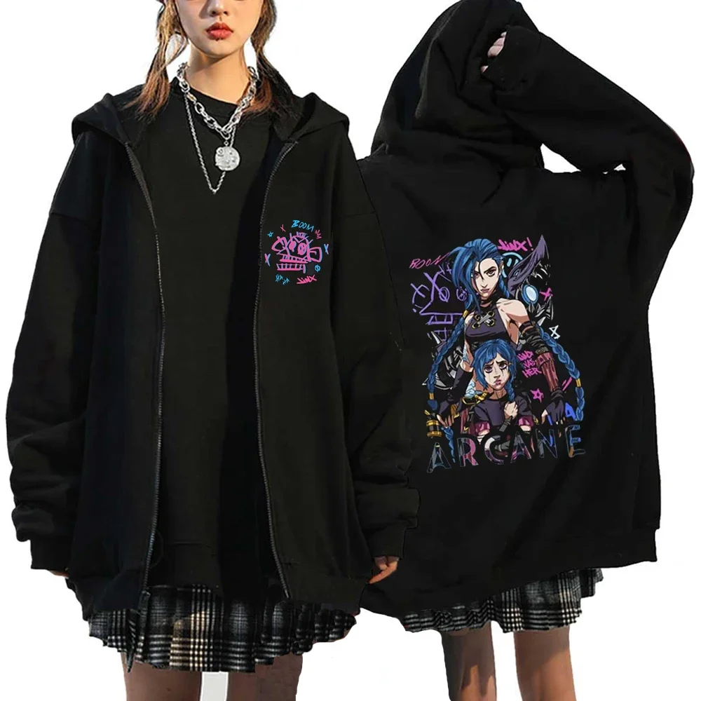 Arcane Jinx куртки на молнии кукла обезьяна кролик граффити толстовки в стиле гранж черные толстовки в стиле аниме уличная одежда унисекс (art.: 3920cb798bc8d) - 3920cb798bc8d