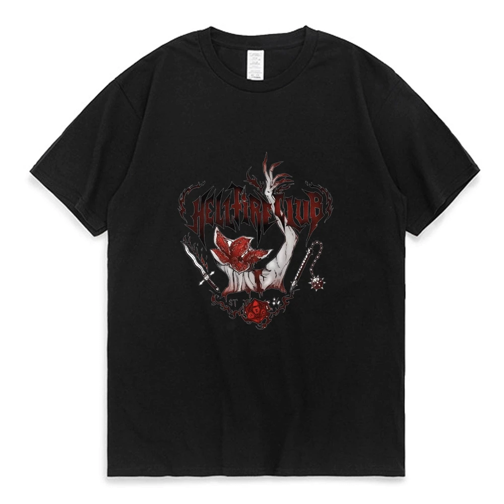 

Helfire Club Tshirt Replica Stranger Things Season 4 T Shirt Unisex Demogorgon Inspired Hip Hop T-shirt Streetwear Black Tees