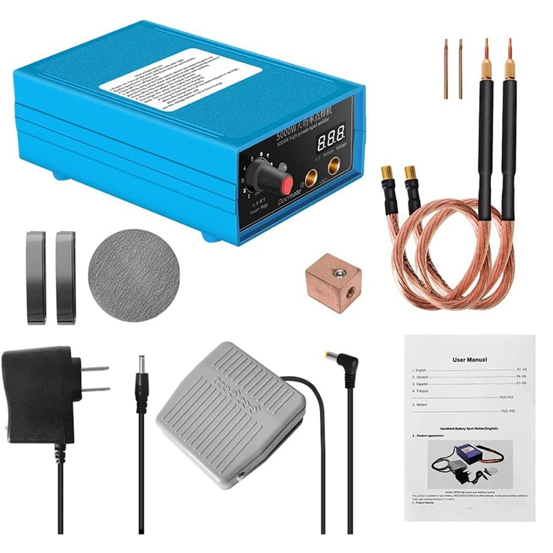 

Battery Spot Welder 5000W With 10 Output Adjust, Digital Display Welders For Sopts Welding 18650/26650/32650 US Plug