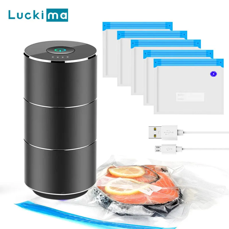 Electric Vacuum Sealer Machine for Food Clothes Vacuum Storage Bags USB Rechargeable Portable Mini Air Compression Vacuum Pump