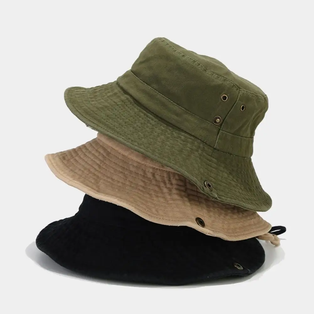 

Unisex Hat Fisherman Hat Sunshade Anti-UV Summer Outdoor Bucket Hat Packable Fishing Bucket Hat Beach Sun Hat With String