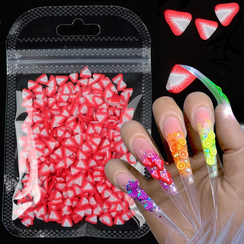 10g Fruit 3D Polymer Clay Nail Sequins For Nail Art Decorations Summer Design Strawberry Slices DIY Epoxy Resin Phone Case Parts
