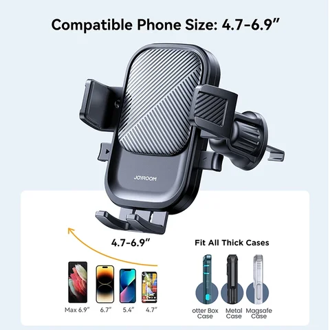 Joyroom Phone Holder Mount for Car Air Vent Hands-Free Universal Cell Phone Mounts 360° Rotation for iPhone 16 15 14 13 Pro Max