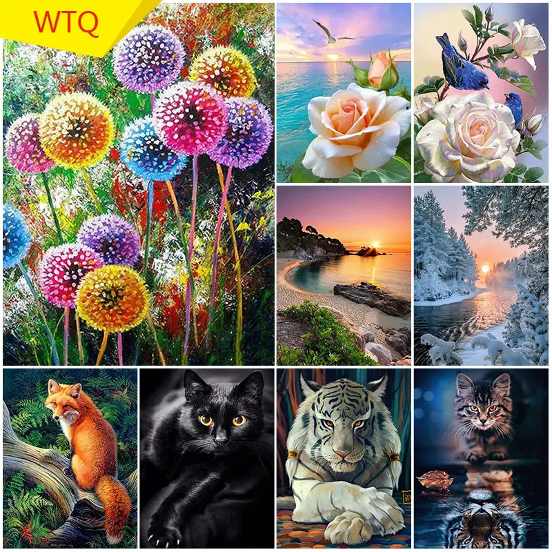 

Алмазная 5d-картина с цветочным рисунком, Набор для вышивки крестиком с изображением животных, пейзажа, мозаика для домашнего творчества, подарок для украшения
