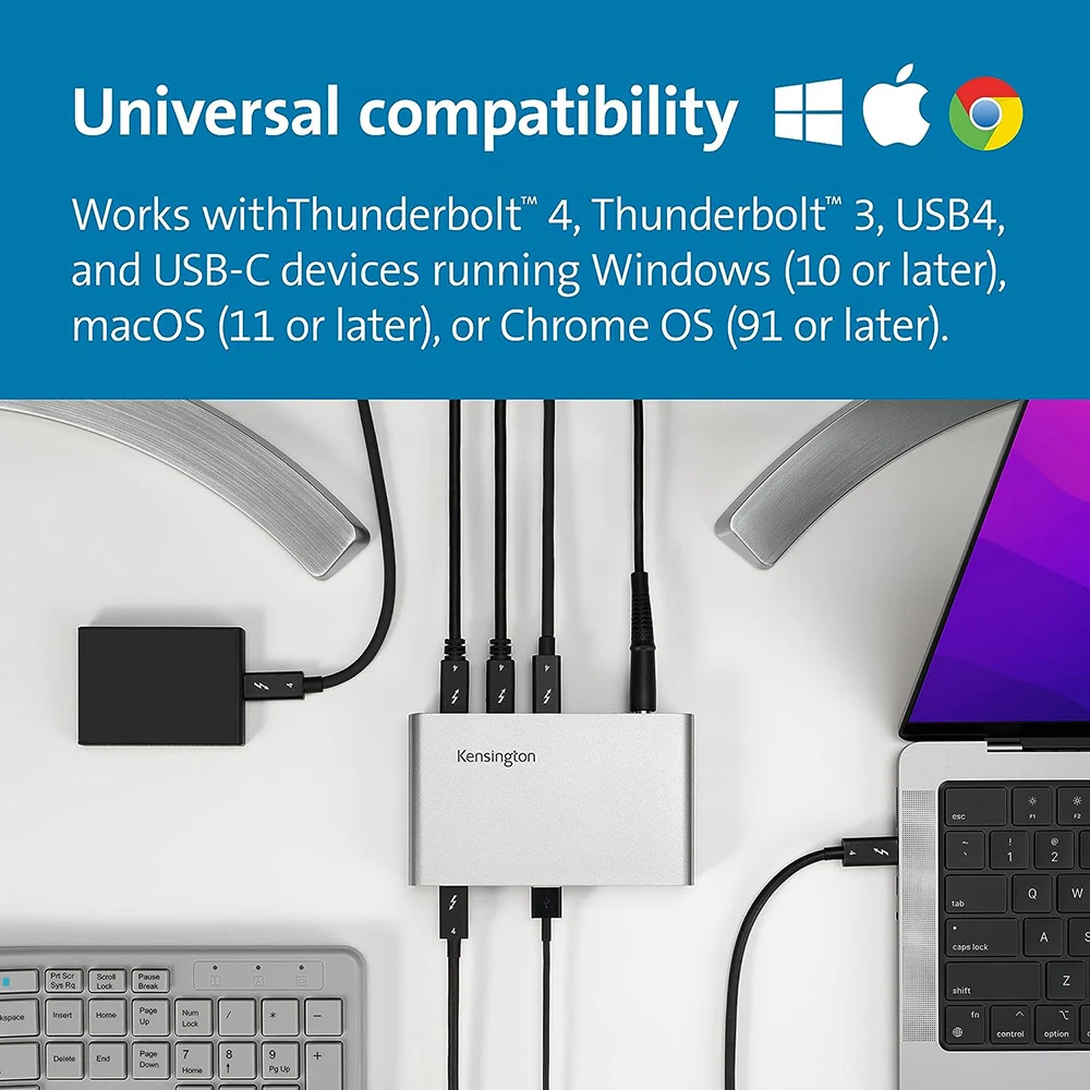 Новая Док-станция Kensington 4xThunderbolt 4 порта 40 Гбит/с 8K/Dual 4K Nano Dock PD65W для Windows/macOS SD2600T K34036