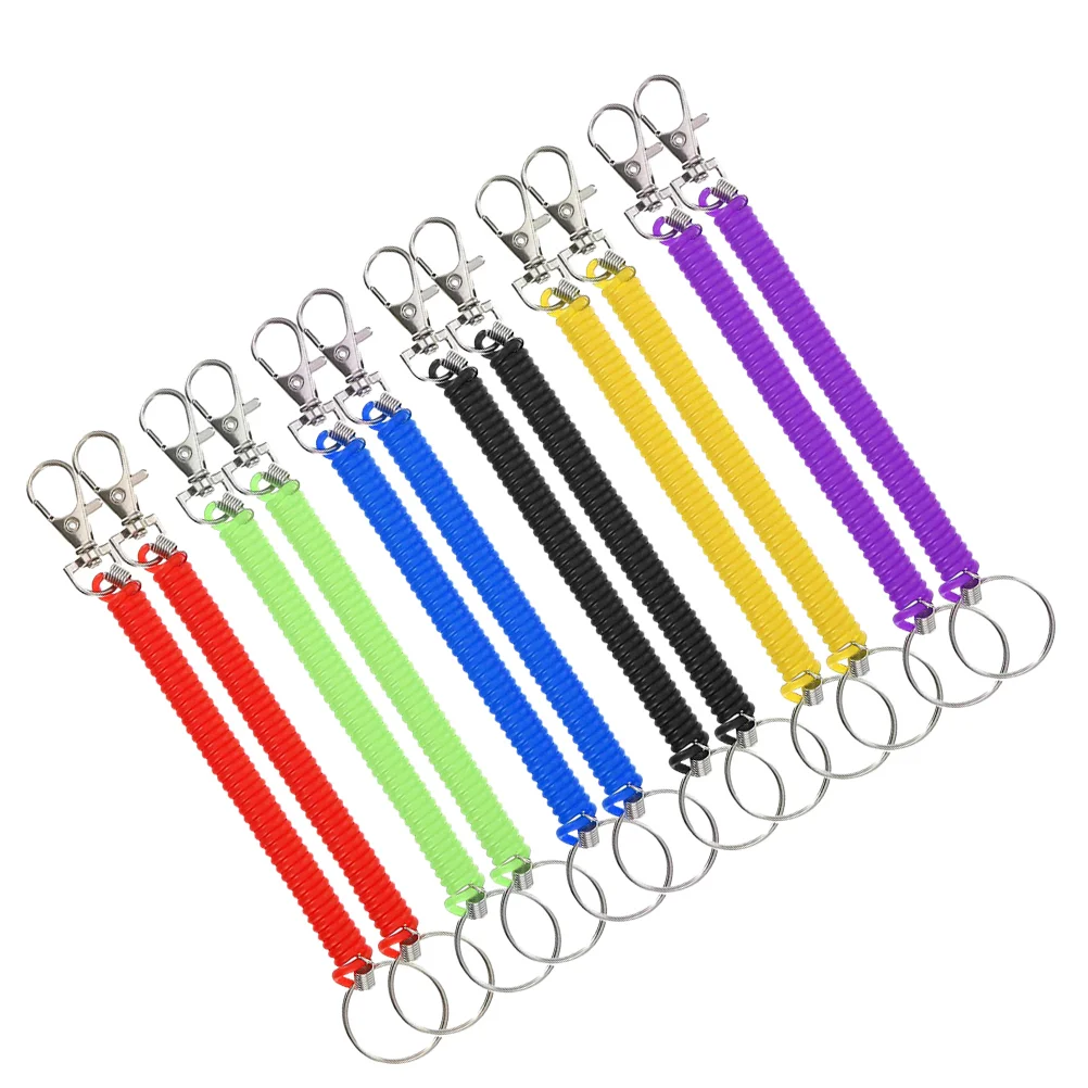 

Spring Keychain Key Holder Sprial Keyring Ringtag Clip Neon Keychains Lanyard Chains Rings