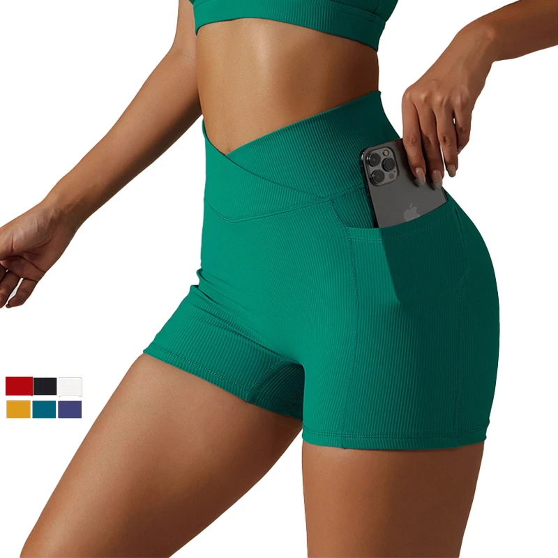 

Women Yoga Shorts Sports Pants Sportswear For Training Exercise Workout Running Gym Short Leggings With Pocket Women Clothing