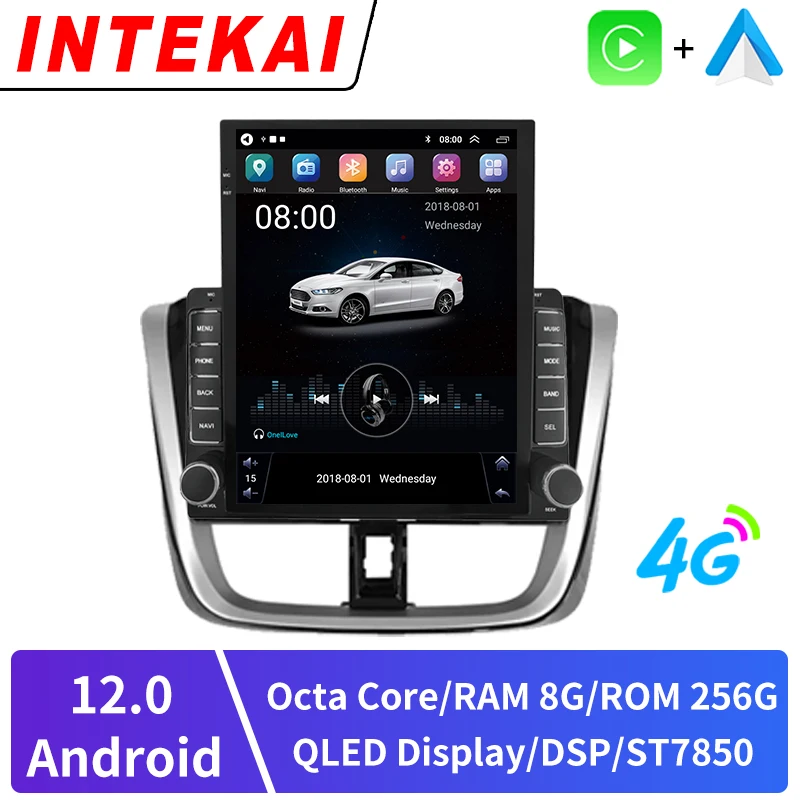 9 7-дюймовый вертикальный стиль Tesla с экраном Android 12 автомобильное радио для Toyota Yaris