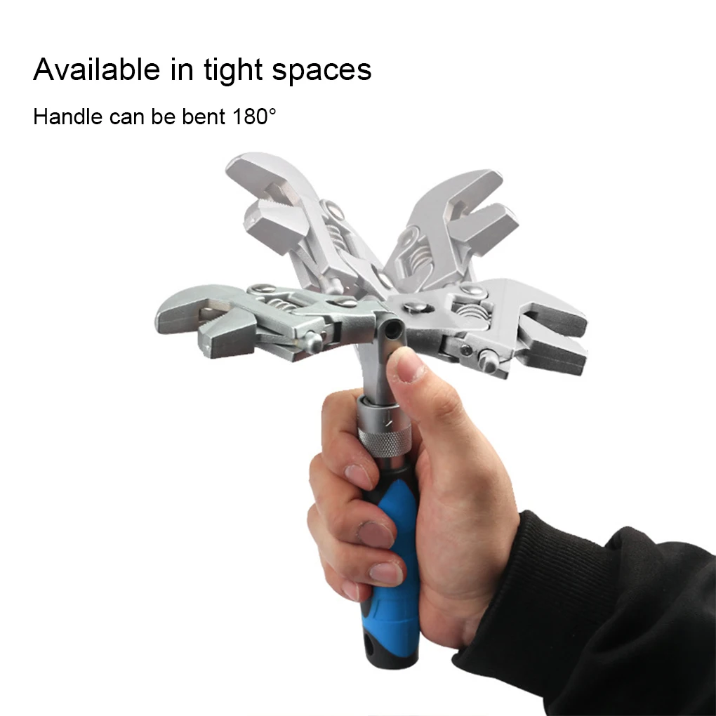 

Ratchet Wrench 10 Inch 5 In 1 Adjustable Rotatable Handily Gripped Long-lasting Multipurpose Repair Tool Folding Wrenches