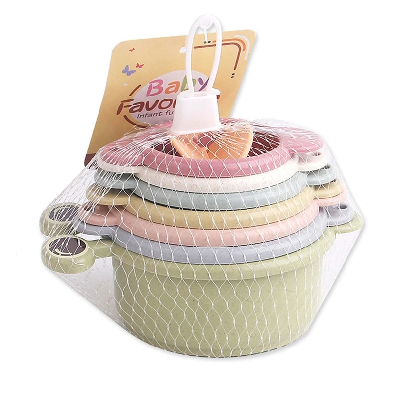 Hourglass Stacking Block Shower Nesting Cup Bath Toy for Babies 3M/6M/9M Neutral N0HD