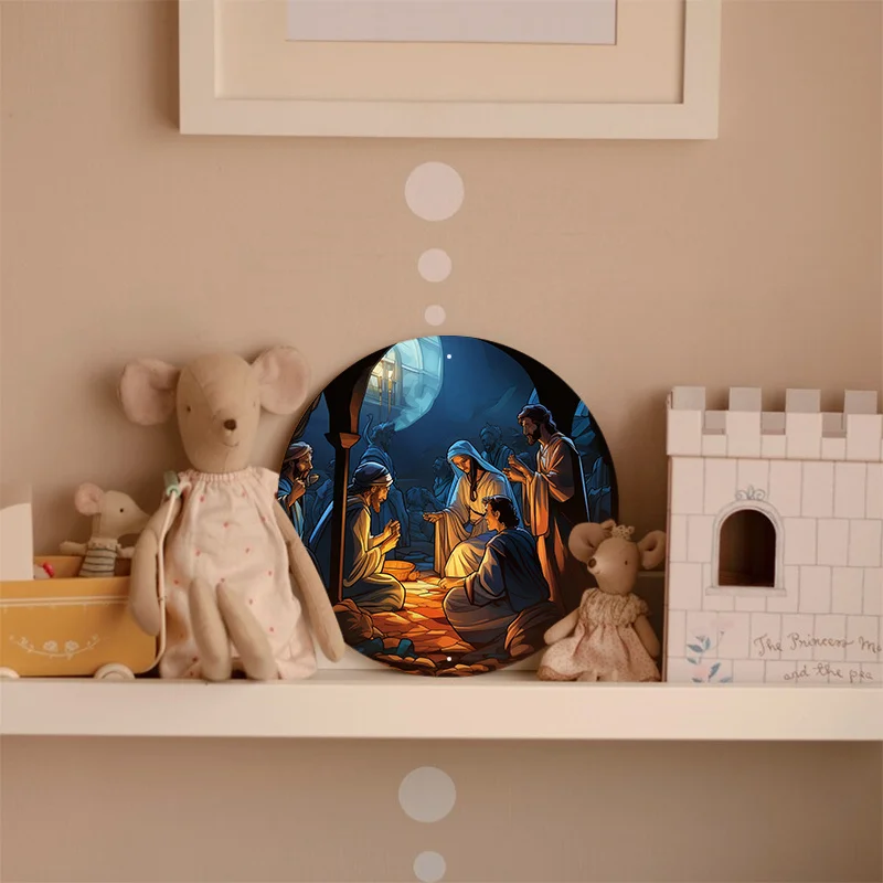 Алюминиевый металлический праздничный знак на тему Рождества круглый подходит