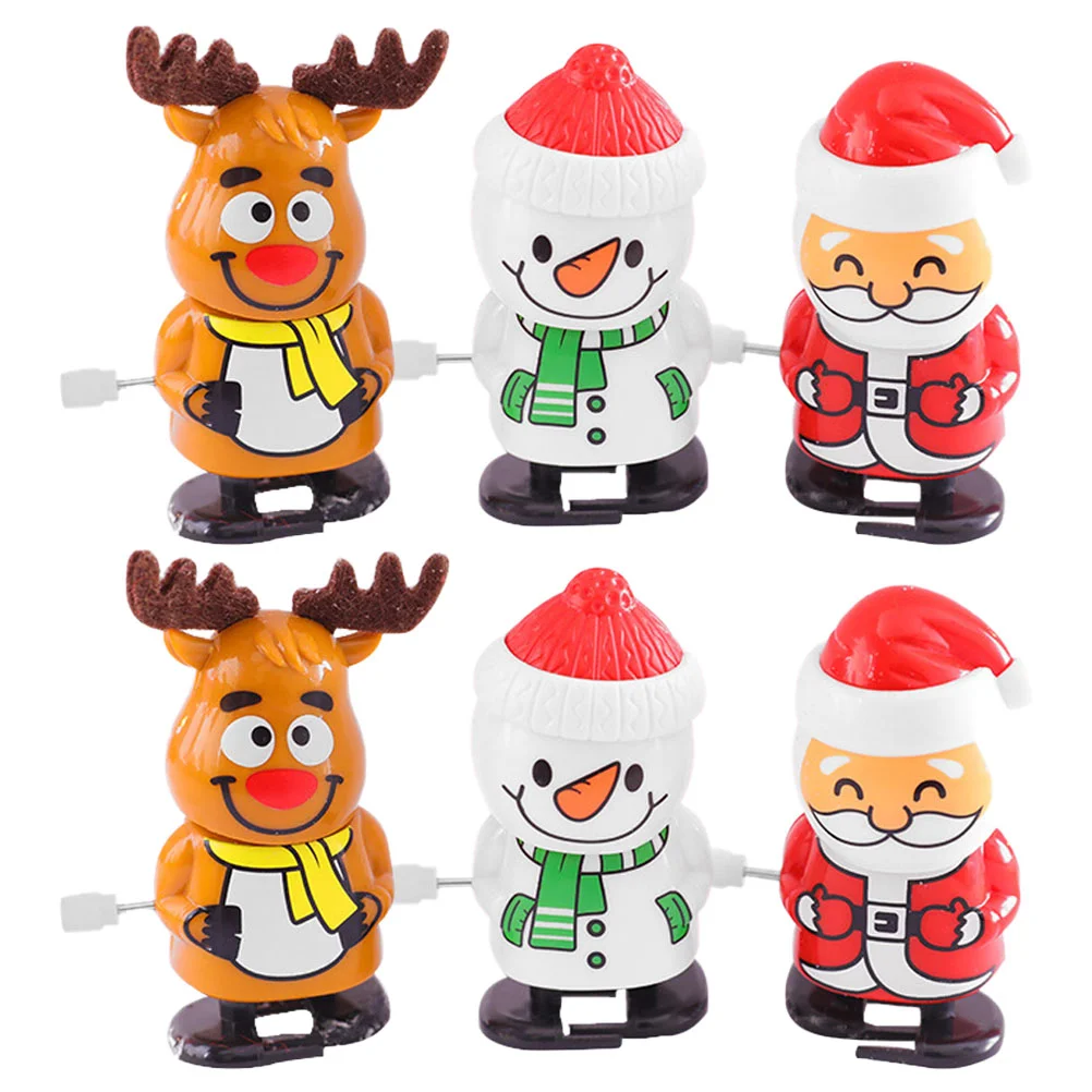 

Christmas Toywind Toys Clockwork Walking Santa Snowman Kids Filler Forgift Children Stuffers Stockingreindeer Jumping Decoration