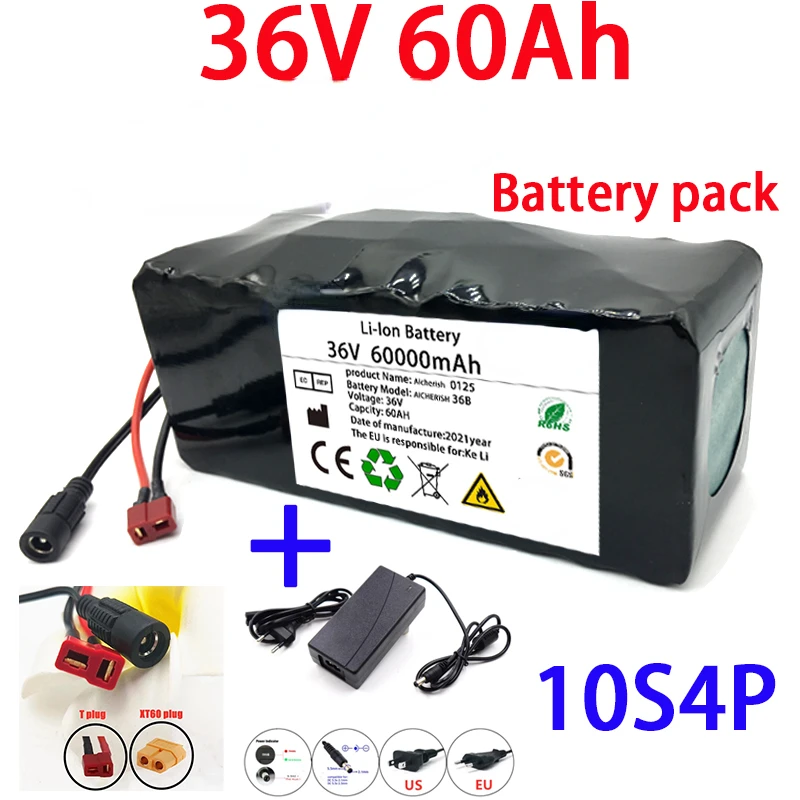 

Оригинальный электрический скутер электрический велосипед 36 в 60 ач литиевая батарея Встроенный 40 А BMS 42 в 2 а зарядный электровелосипед + зар...