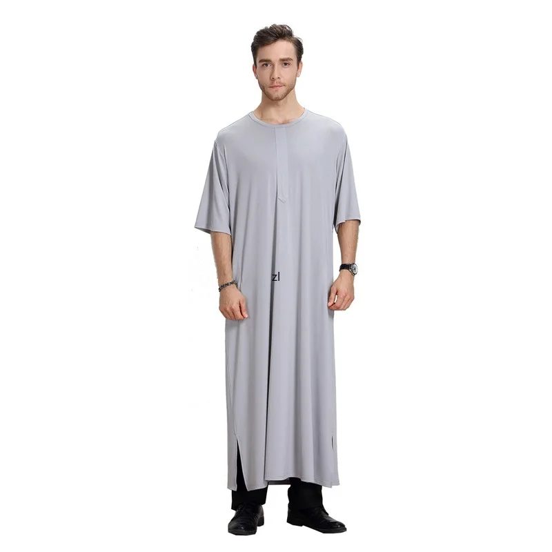 Muslim Abaya for Men Jubba Thobe Middle East Long Robes Kaftan Arab Dubai Adult Islamic Clothing