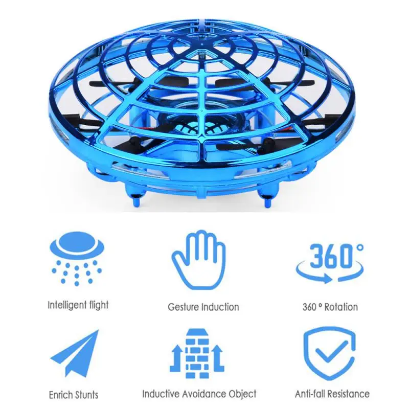 

Mini UFO Drone Helicopter Infrared Hand Sensing Rotating Aircraft Model Quadcopter With LED Light Flying Saucer Kids RC Toy Gift
