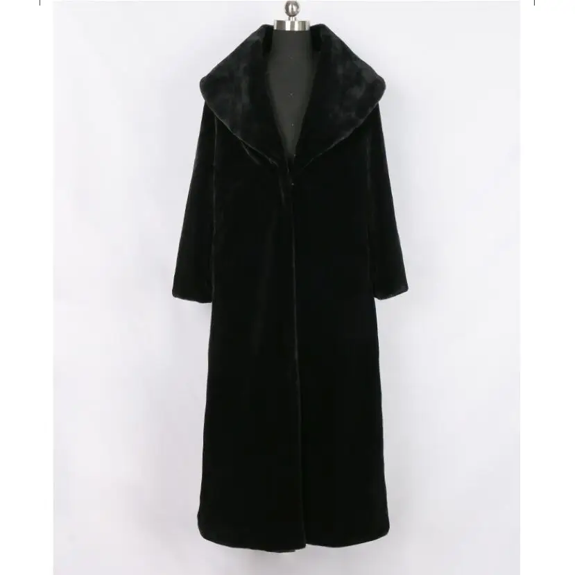 Women's Clothing 2022 Black Mink Velvet Fur Coat Female Long Paragraph Lapel Imitation Fur Coat Autumn and Winter New Warm