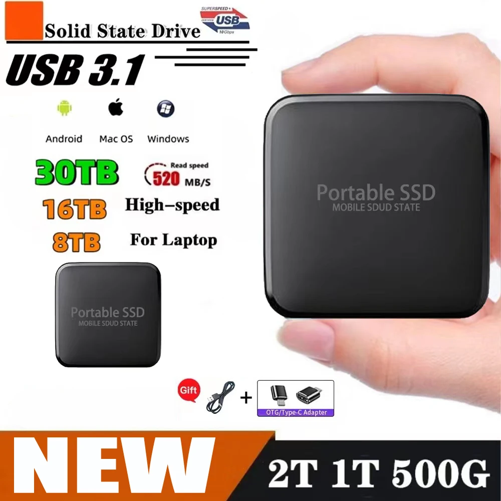 

Портативный SSD 500G 1TB внешний твердотельный накопитель M.2 SSD 2 ТБ-C Usb 3,1 4TB мобильные жесткие диски для ПК ноутбука PS4