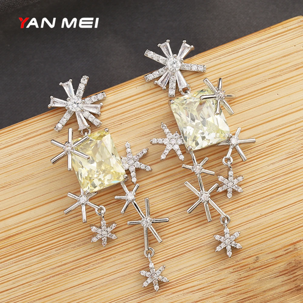 

Stylish Line Geometry Aaa Cubic Zirconia Shiny Stud Earrings for Women Flowers Exquisite Designer Luxury Banquet Jewelry