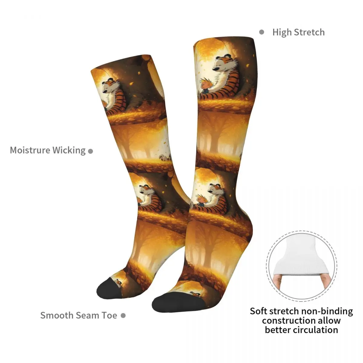 Классические носки Calvin Hobbes супер мягкие чулки в стиле Харадзюку всесезонные