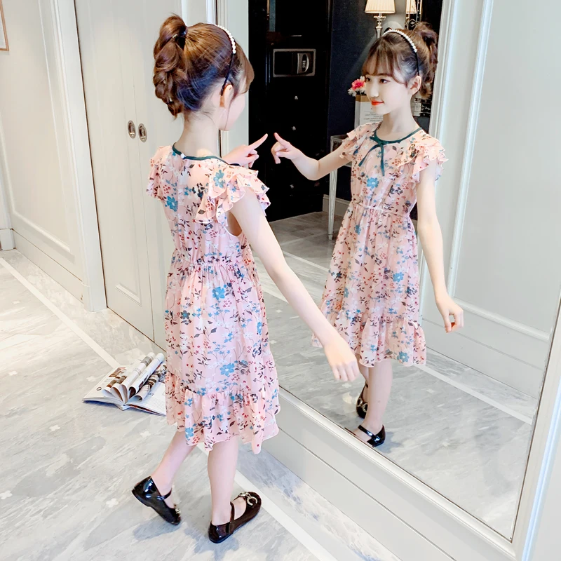 Крутое летнее платье для девочек с принтом милое и модное новинка 2022 Детская