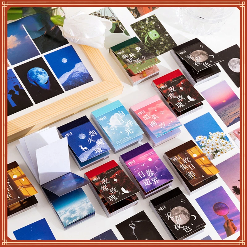 

Life Vintage Moon Cat Design Sticker Creative Journaling Book Cards Stationery Notepad Sticky Stickers