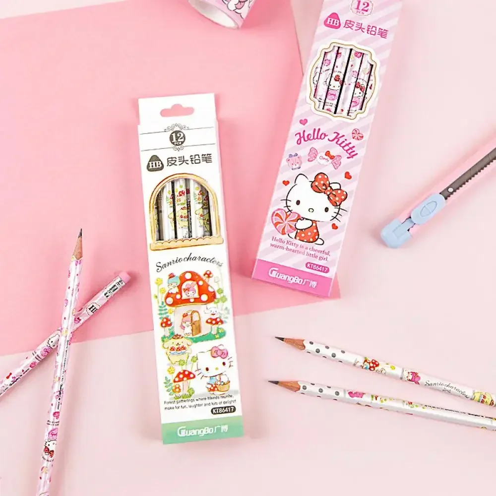 MINISO аниме Kawaii Sanrio Kuromi Melody Cinnamoroll Hellkitty помпон студенческий деревянный полюс Hb