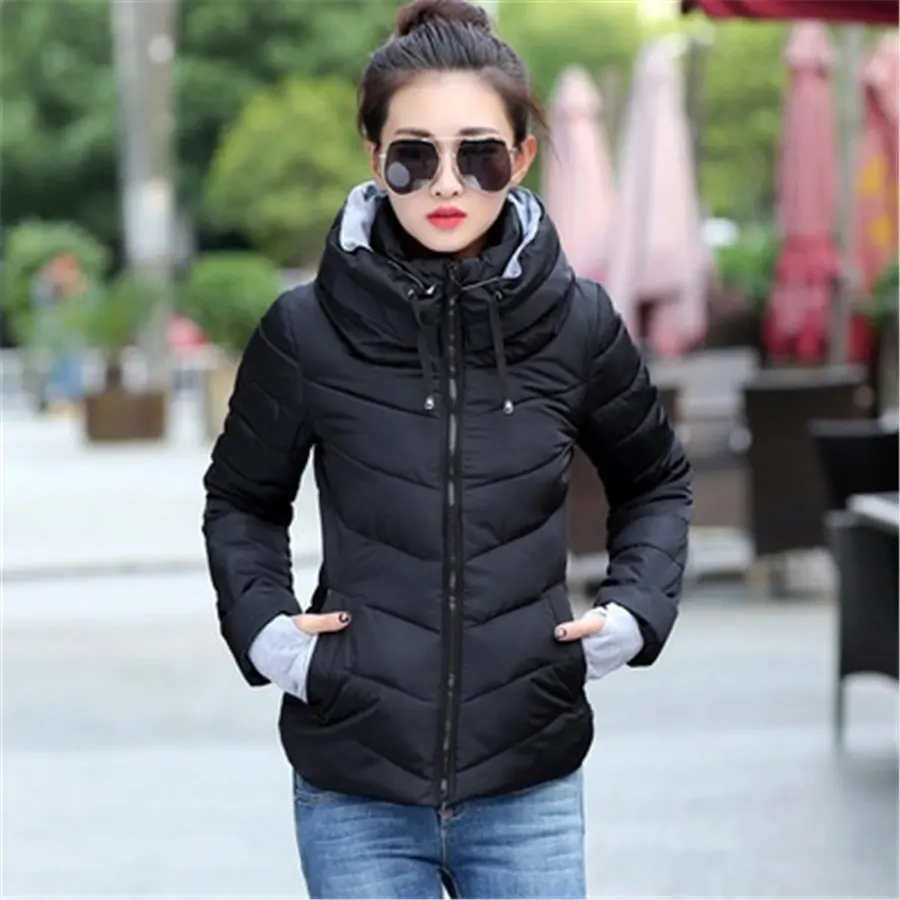 Women Parkas Winter   Female Cotton Puffer Padded Jacket Coat Slim Fit Casual Hooded Outerwear Overcoats for Woman Top korean