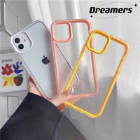 candy color border shockproof phone case for iphone 13 12 11 pro max xr x xs max 7 8 plus clear back cover