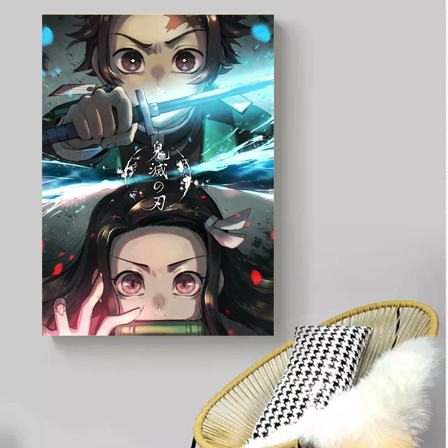 

Cute Anime Demon Slayer Posters Retro Wall Art Canvas Painting Living Room Bar Cafe Anime Activity Decoration Pictures