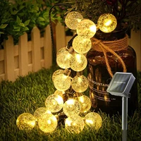 string light solar 100 led crystal globe lights wedding decoration lamp ip65 waterproof for garden christmas party decor
