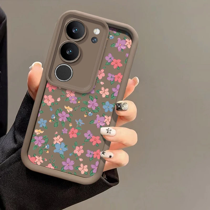 New Fashion Flowers Pattern Case For Vivo S17 S16E S15 S12 S1 Pro Shockproof Silicone Camera Lens Protection Soft Phone Cover