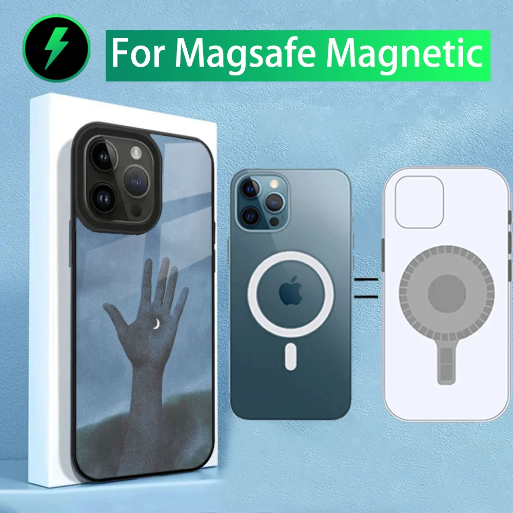 Эстетический чехол для телефона R-Rene Magritte Art iPhone 15 14 13 12 11 Plus Pro Max Mini Magsafe с магнитной