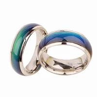 stainless steel ring temperature changing color magic emotion feeling glazed seven color rings for women men jewelry mood rings