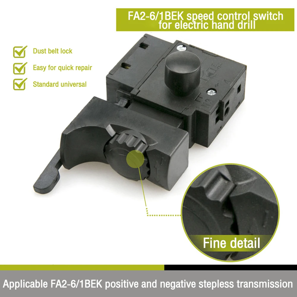 

FA2-6/1BEK Lock On Power Tool Electric Drill Speed Control Trigger Button Switch 6A220V