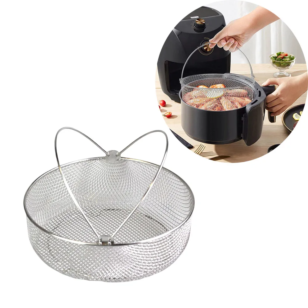 Basket Stainless Steel Instant Pot Cooking Accessories For Air Fryer Replacement Mesh Basket Steaming Grilling Rack