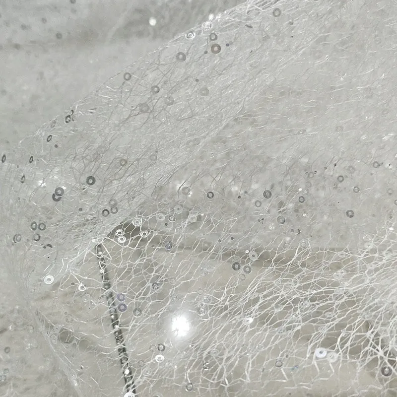 Жесткая сетка белое золото блестки вышивка Стайлинг пряжа свадебное платье