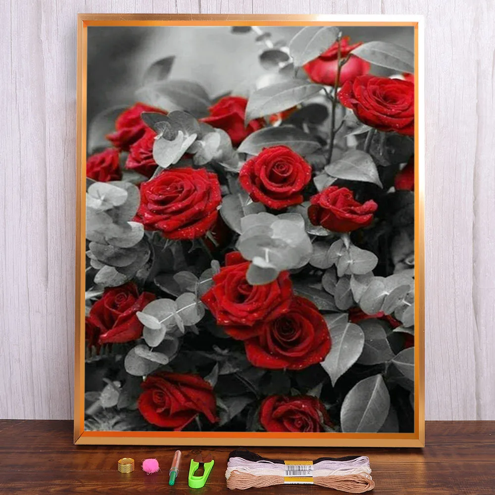 

Flowers Rose Printed 11CT Cross Stitch Kit Embroidery DMC Threads Handmade Sewing Handicraft Hobby Gift Floss